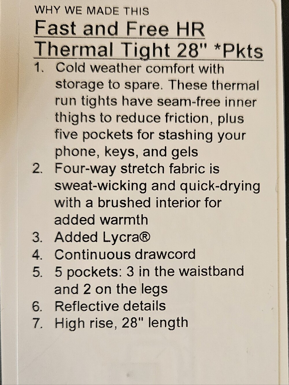 NWT Lululemon Fast And Free Thermal Tight - Picture 5 of 5